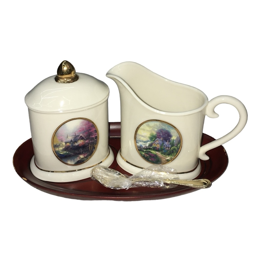 Vtg AVON Thomas Kinkade Sugar Creamer Set - Painter of Light - Vintage